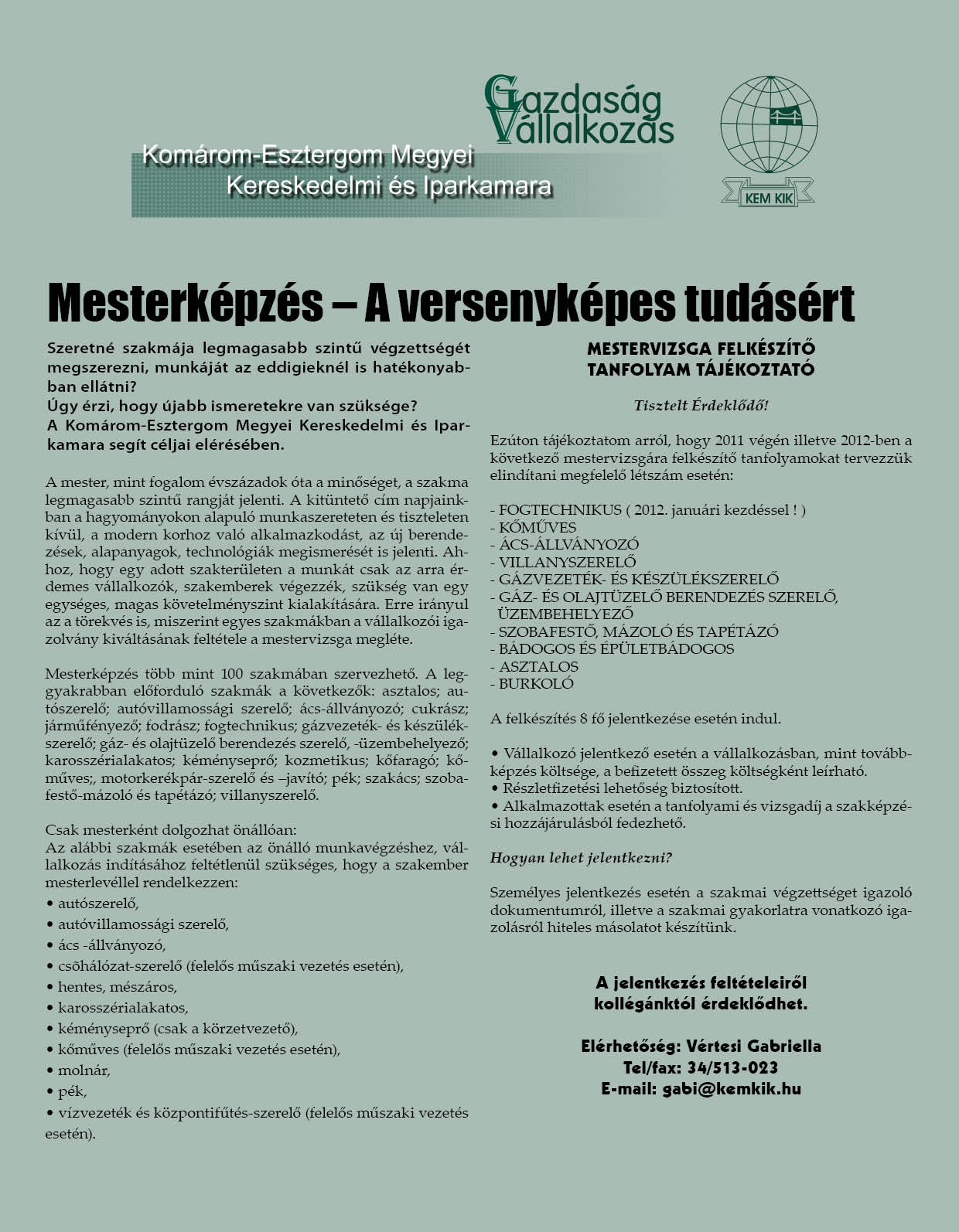 Mesterképzés – A versenyképes tudásért